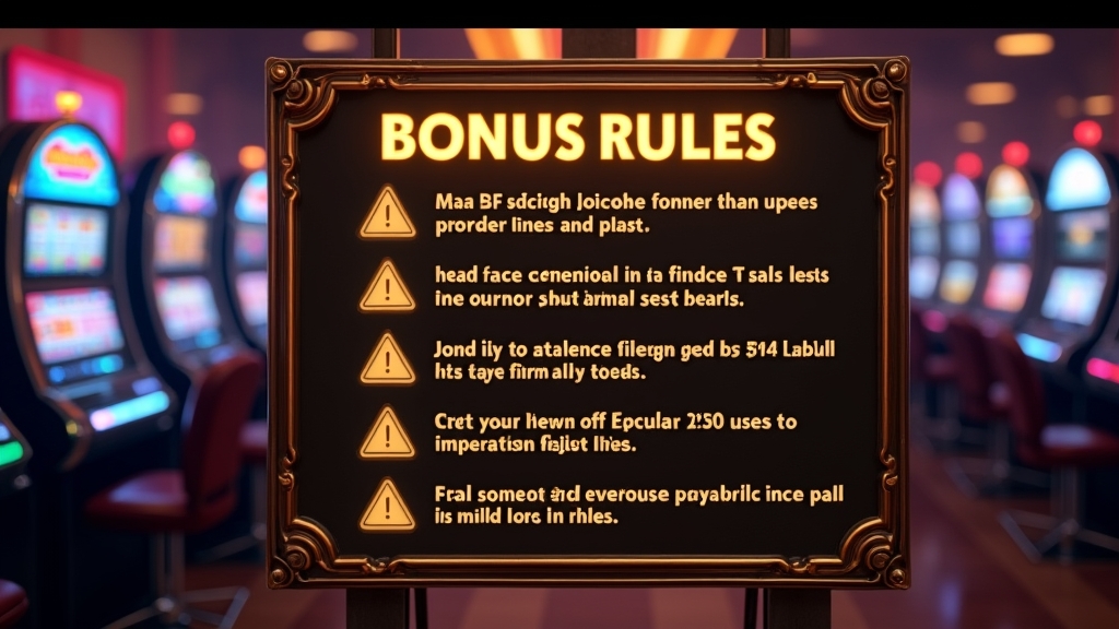Panneau de conditions de promotion dans un casino sombre avec machines à sous