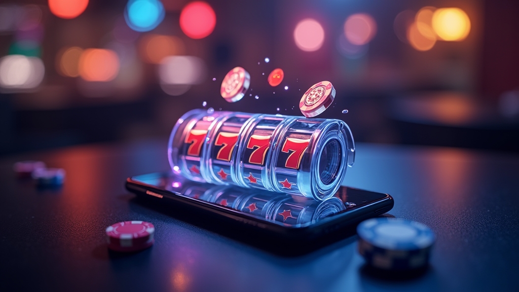 Interface mobile de casino avec icône d’écran d’accueil et vignettes de jeux