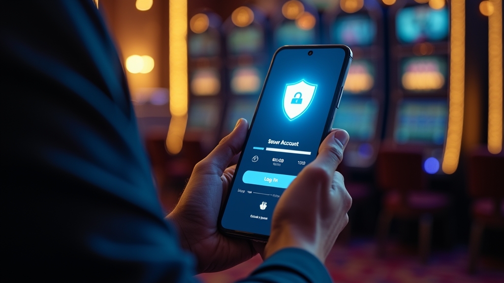 Interface de sécurité et vérification supplémentaire dans un casino sombre
